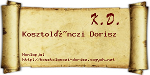Kosztolánczi Dorisz névjegykártya